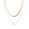 Necklace Titanium Steel Double Layer Flat Snake Blade Chain With Letter Pattern And Diamond Design