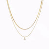 Necklace Titanium Steel Double Layer Flat Snake Blade Chain With Letter Pattern And Diamond Design
