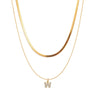 Necklace Titanium Steel Double Layer Flat Snake Blade Chain With Letter Pattern And Diamond Design