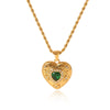 Necklace Titanium Steel Electroplated 18K Gold Inlaid Green Zircon Heart Shape For Women