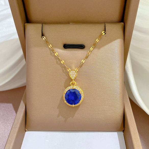 Necklace Titanium Steel Exaggerated Microinlaid Real Gold Electroplated Cartoon Geometric Style Accessories