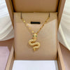 Necklace Titanium Steel Exaggerated Microinlaid Real Gold Electroplated Cartoon Geometric Style Accessories