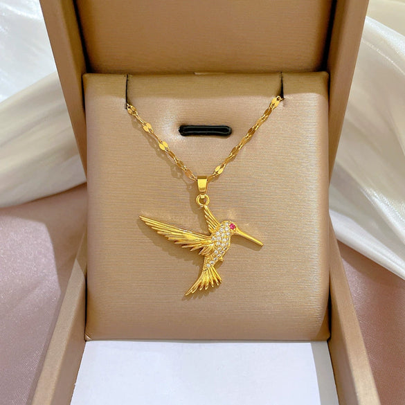 Necklace Titanium Steel Exaggerated Microinlaid Real Gold Electroplated Cartoon Geometric Style Accessories