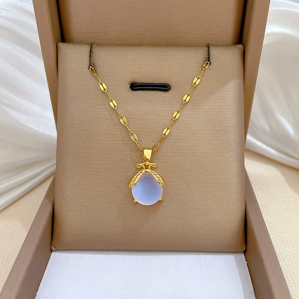 Necklace Titanium Steel Exaggerated Microinlaid Real Gold Electroplated Cartoon Geometric Style Accessories