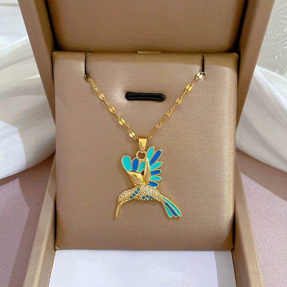 Necklace Titanium Steel Exaggerated Microinlaid Real Gold Electroplated Cartoon Geometric Style Accessories
