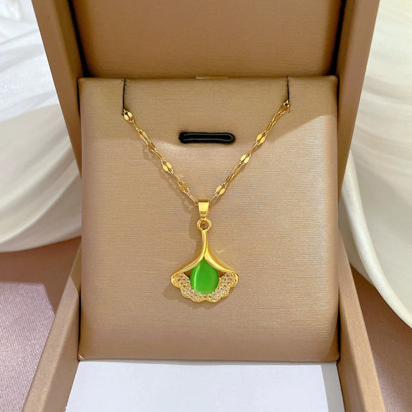 Necklace Titanium Steel Exaggerated Microinlaid Real Gold Electroplated Cartoon Geometric Style Accessories
