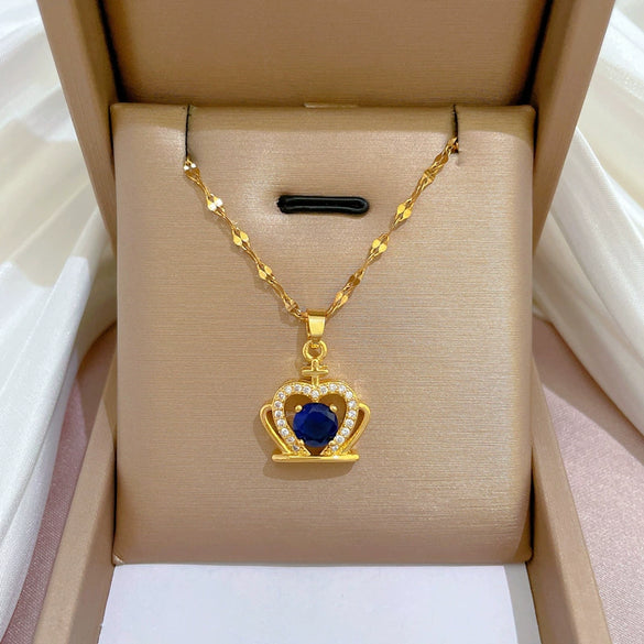 Necklace Titanium Steel Exaggerated Microinlaid Real Gold Electroplated Cartoon Geometric Style Accessories
