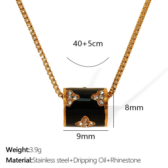 Necklace 316L Stainless Steel Fashion Oil Dropping Design Electroplating Women