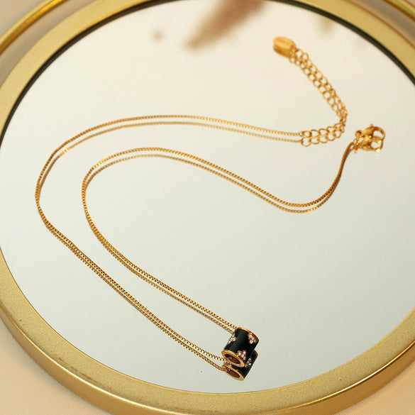 Necklace 316L Stainless Steel Fashion Oil Dropping Design Electroplating Women