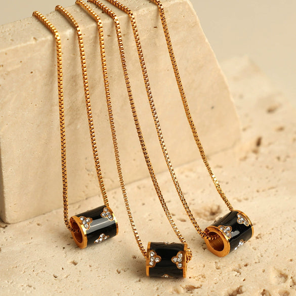 Necklace 316L Stainless Steel Fashion Oil Dropping Design Electroplating Women