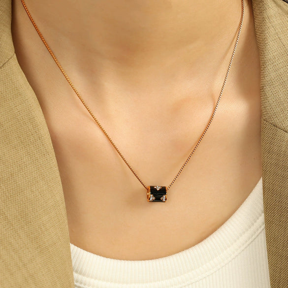Necklace 316L Stainless Steel Fashion Oil Dropping Design Electroplating Women