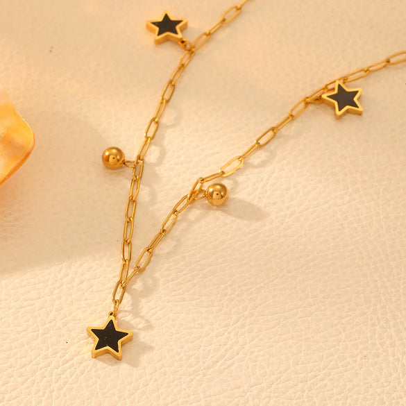 Necklace Titanium Steel Fiveleaf Flower Love Butterfly Geometric Electroplating For Women