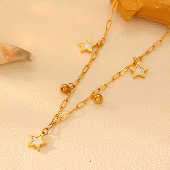 Necklace Titanium Steel Fiveleaf Flower Love Butterfly Geometric Electroplating For Women