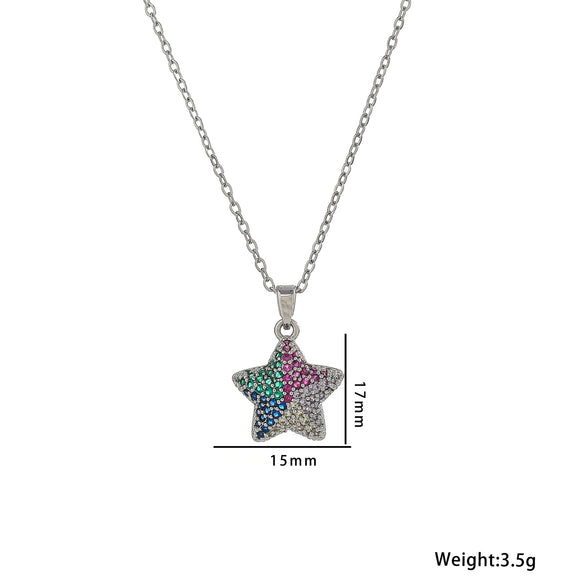 Necklace Titanium Steel Fivepointed Star Diamond Goldplated Jewelry For Women