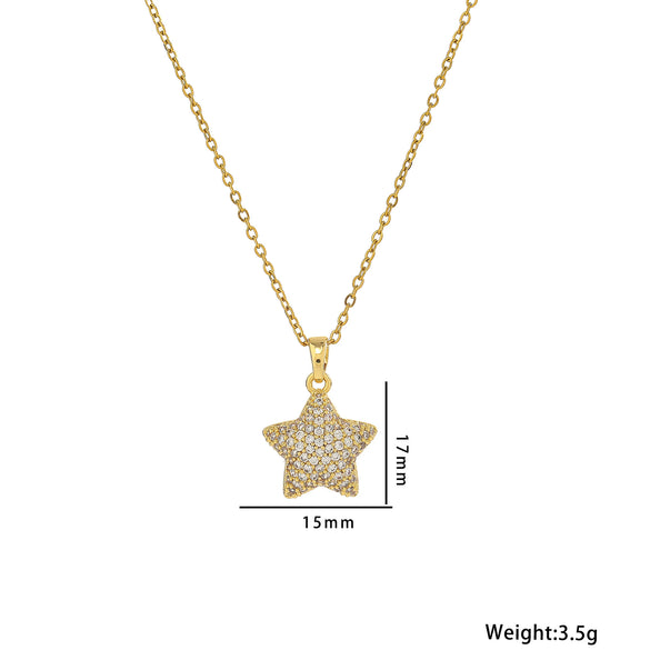 Necklace Titanium Steel Fivepointed Star Diamond Goldplated Jewelry For Women