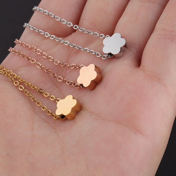 Necklace Titanium Steel Flower Electroplating Pendant