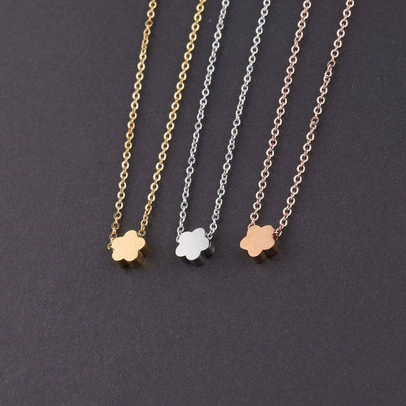Necklace Titanium Steel Flower Electroplating Pendant
