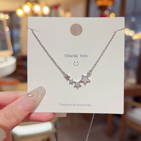 Necklace Titanium Steel Flower Pattern Mixed Gemstone Setting Zirconia Light Luxury Women's Accessories