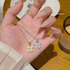 Necklace Titanium Steel Flower Pattern Mixed Gemstone Setting Zirconia Light Luxury Women's Accessories