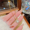 Necklace Titanium Steel Flower Pattern Mixed Gemstone Setting Zirconia Light Luxury Women's Accessories