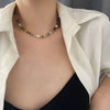Necklace Titanium Steel Freshwater Pearl Geometric Vintage Simple Light Luxury Electroplating For Women