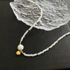 Necklace Titanium Steel Freshwater Pearl Geometric Vintage Simple Light Luxury Electroplating For Women