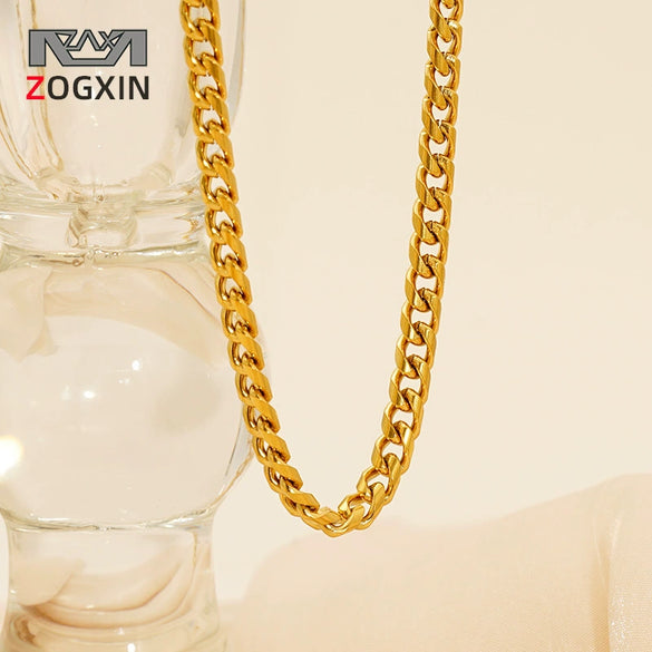 Necklace 316L Stainless Steel Geometric Cuban Chain Electroplating Unisex