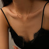 Necklace Titanium Steel Geometric Double Layer Chain Ball Laminated Tassel