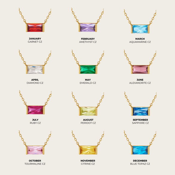 Necklace Titanium Steel Geometric Electroplating Twelve Birthday Stone Zircon Moon Stone