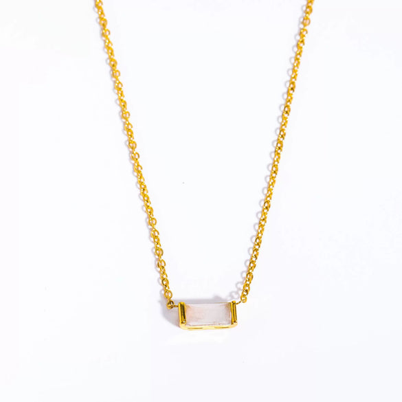 Necklace Titanium Steel Geometric Electroplating Twelve Birthday Stone Zircon Moon Stone