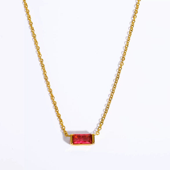 Necklace Titanium Steel Geometric Electroplating Twelve Birthday Stone Zircon Moon Stone