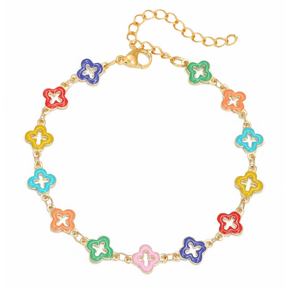 Necklace Titanium Steel Geometric Fourleaf Clover Handmade