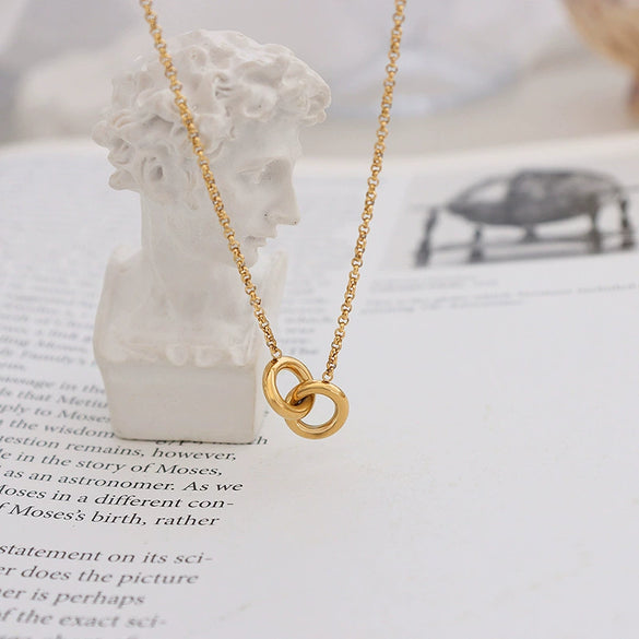 Necklace 316L Stainless Steel Geometric Goldplated Diamonddesigned Pendant For Women