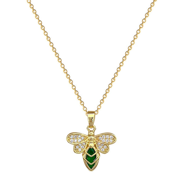 Necklace Titanium Steel Geometric Green Bee Full Diamond Women's Allmatch Clavicle Chain