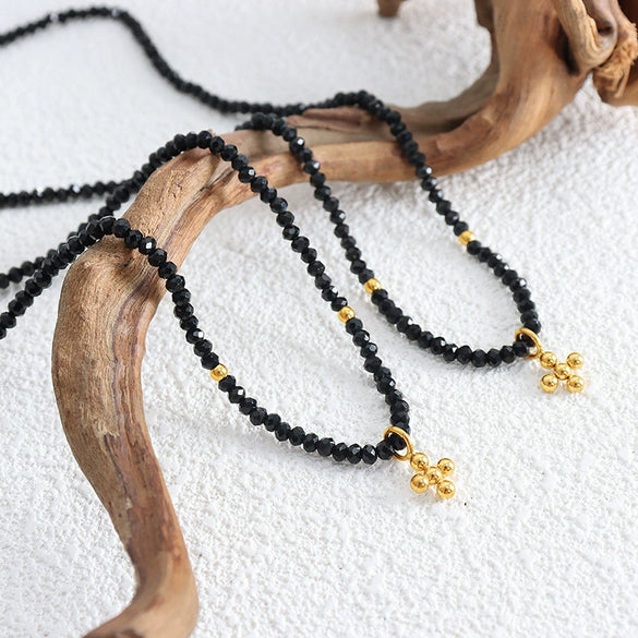 Necklace 316L Stainless Steel Geometric Imitation Pearl Beaded Electroplating Fashion