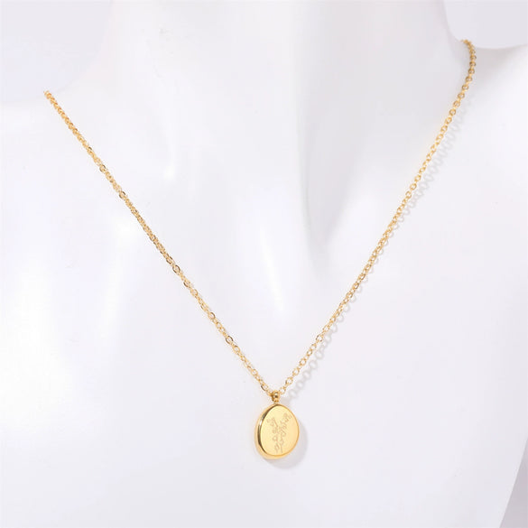 Necklace Titanium Steel Geometric Irregular Flower Oval Pendant Electroplated 18K Gold Unisex Ochain