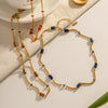 Necklace Titanium Steel Geometric Lapis Lazulite Red Agate Electroplating Women's