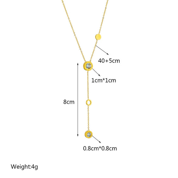 Necklace Titanium Steel Geometric Long Tassel Circle Chain Electroplating Women's Jewelry