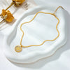Necklace Titanium Steel Geometric Pattern Diamondembedded Snake Bone Chain Electroplating