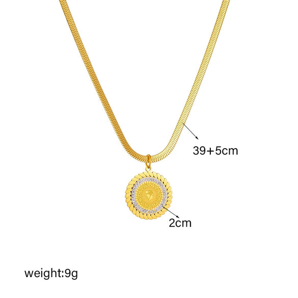 Necklace Titanium Steel Geometric Pattern Diamondembedded Snake Bone Chain Electroplating