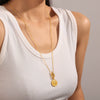 Necklace 316L Stainless Steel Geometric Pattern 18K Gold Plated Jewelry