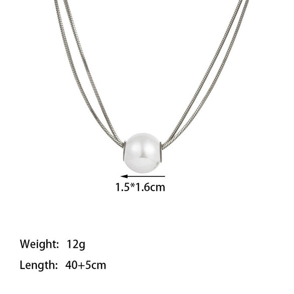 Necklace Titanium Steel Geometric Pearl Electroplating Snake Bone Chain Women's