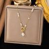 Necklace Titanium Steel Geometric Pearl Electroplating Snake Bone Chain Women's