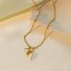 Necklace Titanium Steel Geometric Pearl Electroplating Snake Bone Chain Women's