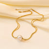 Necklace Titanium Steel Geometric Pearl Electroplating Snake Bone Chain Women's