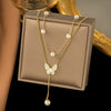Necklace Titanium Steel Geometric Pearl Electroplating Snake Bone Chain Women's