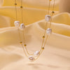 Necklace Titanium Steel Geometric Pearl Electroplating Snake Bone Chain Women's