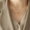 Necklace 316L Stainless Steel Geometric Pendant Multi Layer Stacked Women's Light Luxury Jewelry
