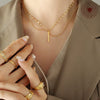 Necklace 316L Stainless Steel Geometric Pendant Multi Layer Stacked Women's Light Luxury Jewelry