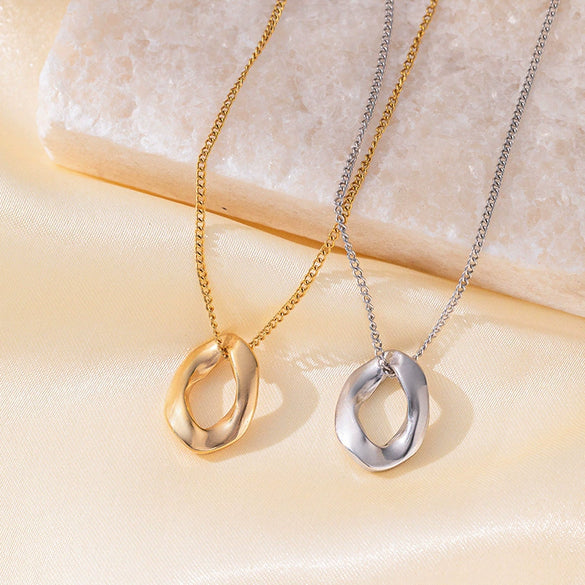Necklace Titanium Steel Geometric Popular Style 18K Real Gold Plated